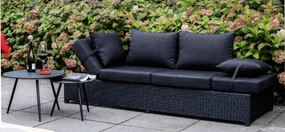 Lesli Living  Loungebank - Roma - Zwart - Wicker - Lesli Living