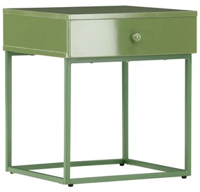 Metalen Nachtkastje Met Lade Groen - 41x41x50cm.