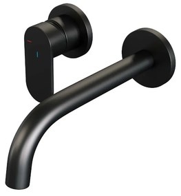 Brauer Black Edition ColdStart wastafelkraan inbouw gebogen uitloop en rozetten model C2 zwart mat