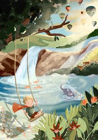 Ilustratie Swingset Dreams, Goed Blauw