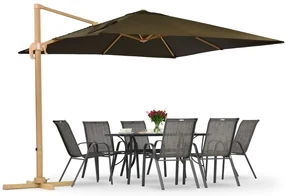 Siena 3x3m houtachtige tuinparasol met bruine hoes Garden Point