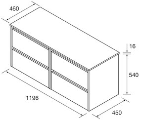 Muebles Project badmeubel 120cm met 4 lades en toppaneel walnoot