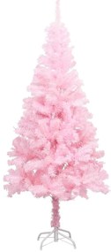 vidaXL Kunstkerstboom met LED's en standaard 150 cm PVC roze