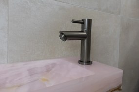 Saniclear Pink Onyx fonteinset met rechte kraan in gunmetal
