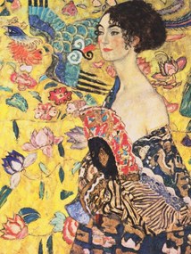 Kunstdruk The lady with the fan (Vintage Portrait) - Gustav Klimt, (30 x 40 cm)