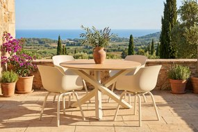 Tuinset Ronde Tuintafel 4 personen 125 cm Kunststof Taupe  Lifestyle Garden Furniture Salina/Ancona