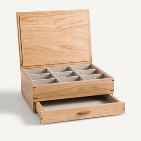 Sieradenkistje in natuurlijk massief eiken, HIBASHI