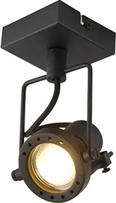 Industriële plafondspot zwart draai- en kantelbaar GU10 50mm - Suplux
