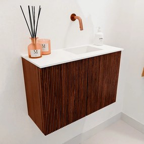 Mondiaz Joya 60cm toiletmeubel ruby met wastafel faye rechts zonder kraangat talc