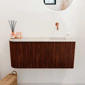 Mondiaz Joya DLux 90cm toiletmeubel ronding links ruby met wastafel faye rechts zonder kraangat ostra