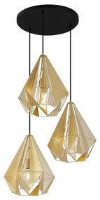 Industriële hanglamp goud met mesh 3-lichts - Carcass