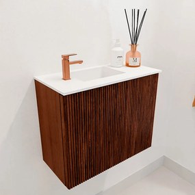 Mondiaz Joya 50cm toiletmeubel ruby met wastafel faye links 1 kraangat talc