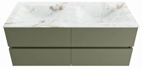 Mondiaz Vica DLux badmeubel 120cm army 4 lades met wastafel frappe dubbel zonder kraangat