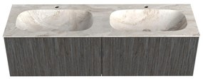 Mondiaz Kurve-dlux 150cm badmeubel shadow met 2 lades en wastafel stor small dubbel 2 kraangaten frappe