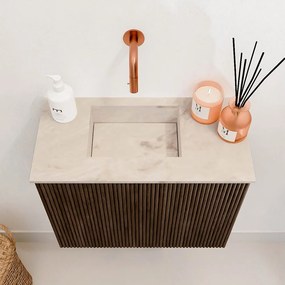 Mondiaz Joya DLux 50cm toiletmeubel walnut met wastafel faye links zonder kraangat frappe