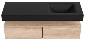 Zaro Alan badmeubel 140cm washed oak 2 lades met vrijhangende wastafel cloud rechts 1 kraangat urban