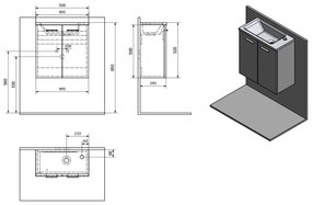 Aqualine Zoja toilet onderkast 50x25x50cm wit