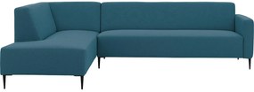 Goossens  Key West blauw, stof, 3-zits, modern design met ligelement links