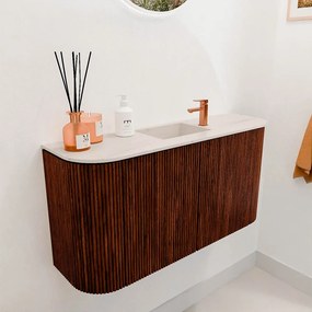 Mondiaz Joya DLux 85cm toiletmeubel ronding links/rechts ruby met wastafel faye midden 1 kraangat meli