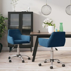 vidaXL Eetkamerstoelen draaibaar 2 st fluweel blauw