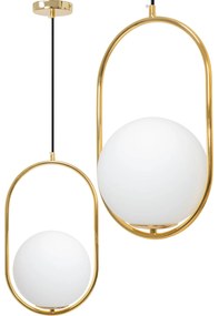 Plafondlamp Hangende Glazen Bol Wit Goud APP473-1CP