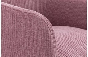 Goossens Excellent Eetkamerstoel Binn roze stof graden draaibaar met return functie met armleuning, stijlvol landelijk