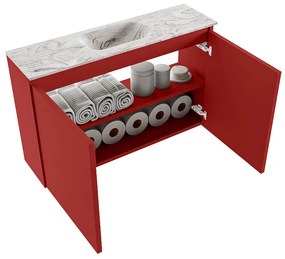 Mondiaz Ture DLux toiletmeubel 80cm fire met wastafel glace midden zonder kraangat