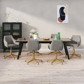 vidaXL Eetkamerstoelen draaibaar 6 st fluweel lichtgrijs