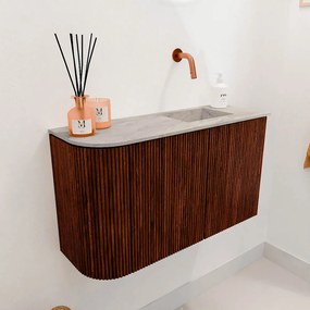 Mondiaz Joya DLux 70cm toiletmeubel ronding links ruby met wastafel faye rechts zonder kraangat glace