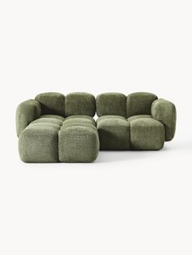 Modulaire teddy bouclé bank Tayla (2-zits) met poef (links/rechts)