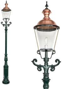 Tuinlantaarn Dusseldorf aluminium koper deksel E27 straatlantaarn klassiek