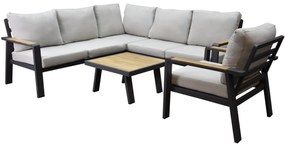 Lola hoek loungeset 4 delig aluminium teak antraciet