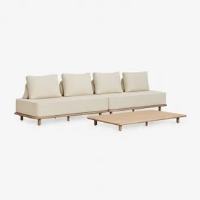 Tuinset Met Modulaire Tuinbank Van 2 Stuks Met 2 Zitplaatsen En Salontafel 160x95 Cm In Acacia Portet Gardenia Wit - Sklum