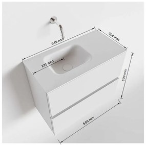 Mondiaz Ada 60cm toiletmeubel fire met wastafel urban links zonder kraangat