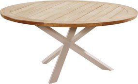 4 Seasons Outdoor Bernini tuinset latte met Prado tafel met teak blad Ø 160 cm Tuinset   beige weerbestendig