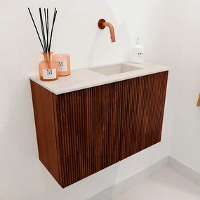 Mondiaz Joya DLux 60cm toiletmeubel ruby met wastafel faye rechts zonder kraangat meli