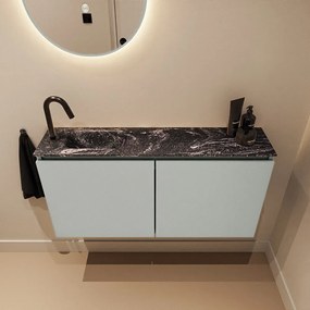 Mondiaz Ture DLux toiletmeubel 100cm greey met wastafel lava links met kraangat