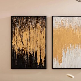 Kare Design Abstract Black Schilderij Goud Zwart