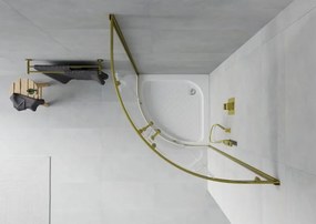 Mexen Rio douchecabine halfrond 80 x 80 cm, transparant, goud + douchebak, wit - 863-080-080-50-00-4710