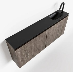 Mondiaz Ture 120cm toiletmeubel dark brown met wastafel urban rechts 1 kraangat