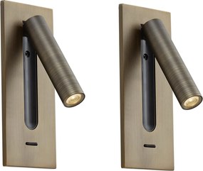 Set van 2 moderne wandlampen donkerbrons incl. LED - Plaza