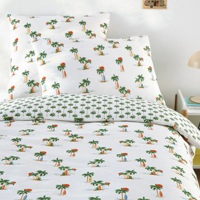 Kinderdekbedovertrek, 50% gerecycled katoen, palmboomprint, TAPAHI