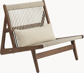 Handgemaakte loungefauteuil MR01 Initial van walnoothout met stoelkussen