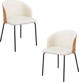 Set 2 Glacia Witte Stoffen Stoelen met Gestoffeerde Houten Rugleuning