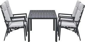 Garden Impressions Kasper tuinset 5-delig - tuintafel 160x84 cm donker grijs