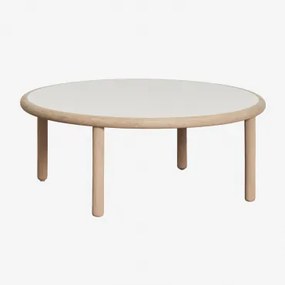 Ronde Salontafel Van Acaciahout Olivia Beige - Semoline - Lichte Acaciekleur & Ø80 Cm - Sklum