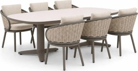 Tuinset 6 personen 220 cm Aluminium Taupe Apple Bee Pine