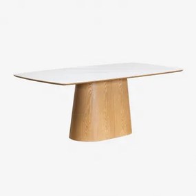 Rechthoekige Houten Eettafel (200x100 Cm) Aura Keramiek & Essenfineer - Sklum