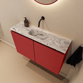 Mondiaz Ture DLux toiletmeubel 80cm fire met wastafel glace midden zonder kraangat