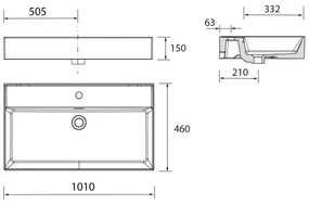 Muebles Veneto keramische wastafel 101x46x12cm wit
